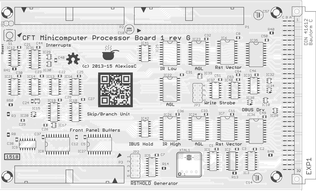 PB1 top view, silkscreen