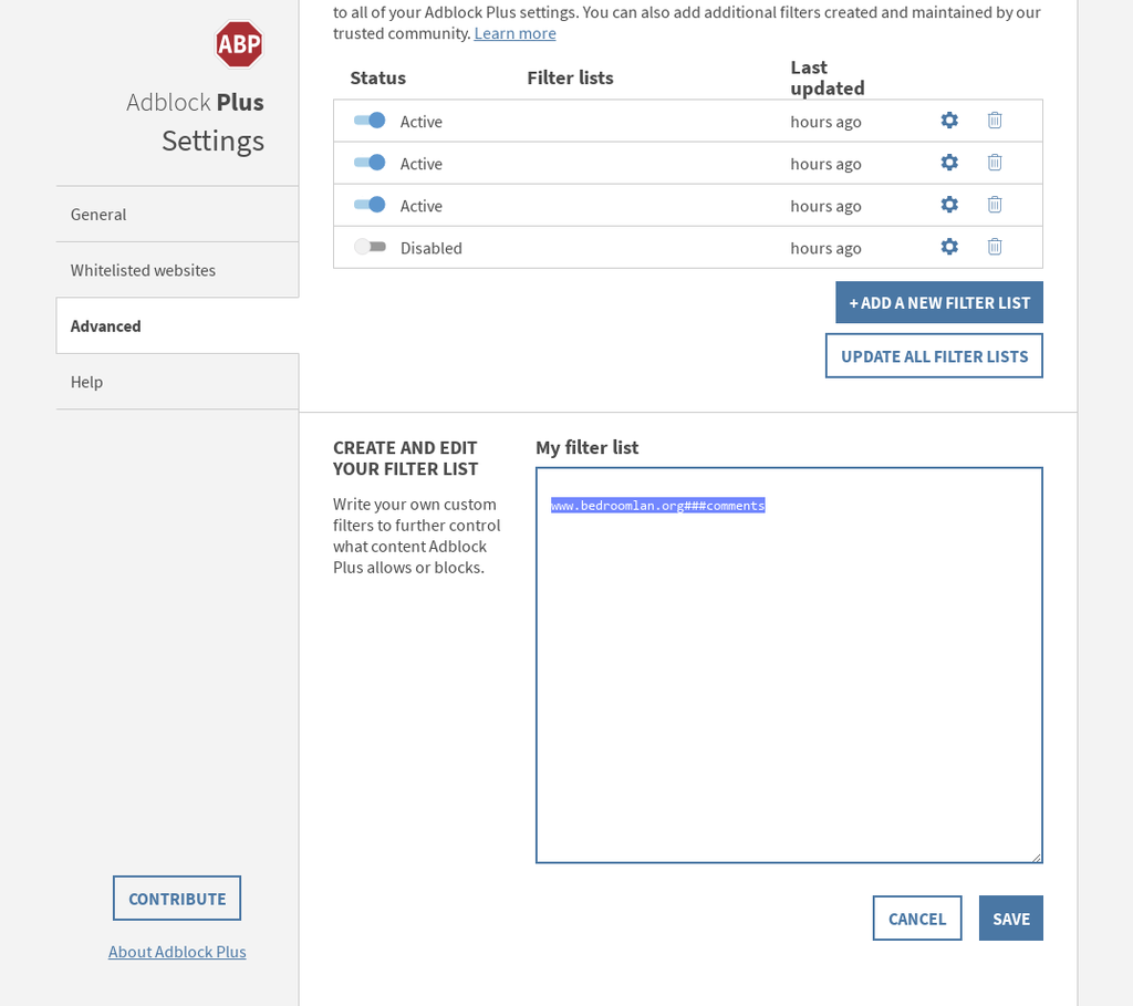 How to disable comments on the BedroomLAN site